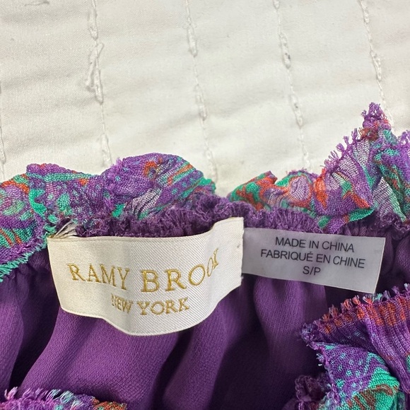 Ramy Brook 100% Viscose Floral Multicolor with Ruffles and Bell Sleeves Blouse - Picture 9 of 12